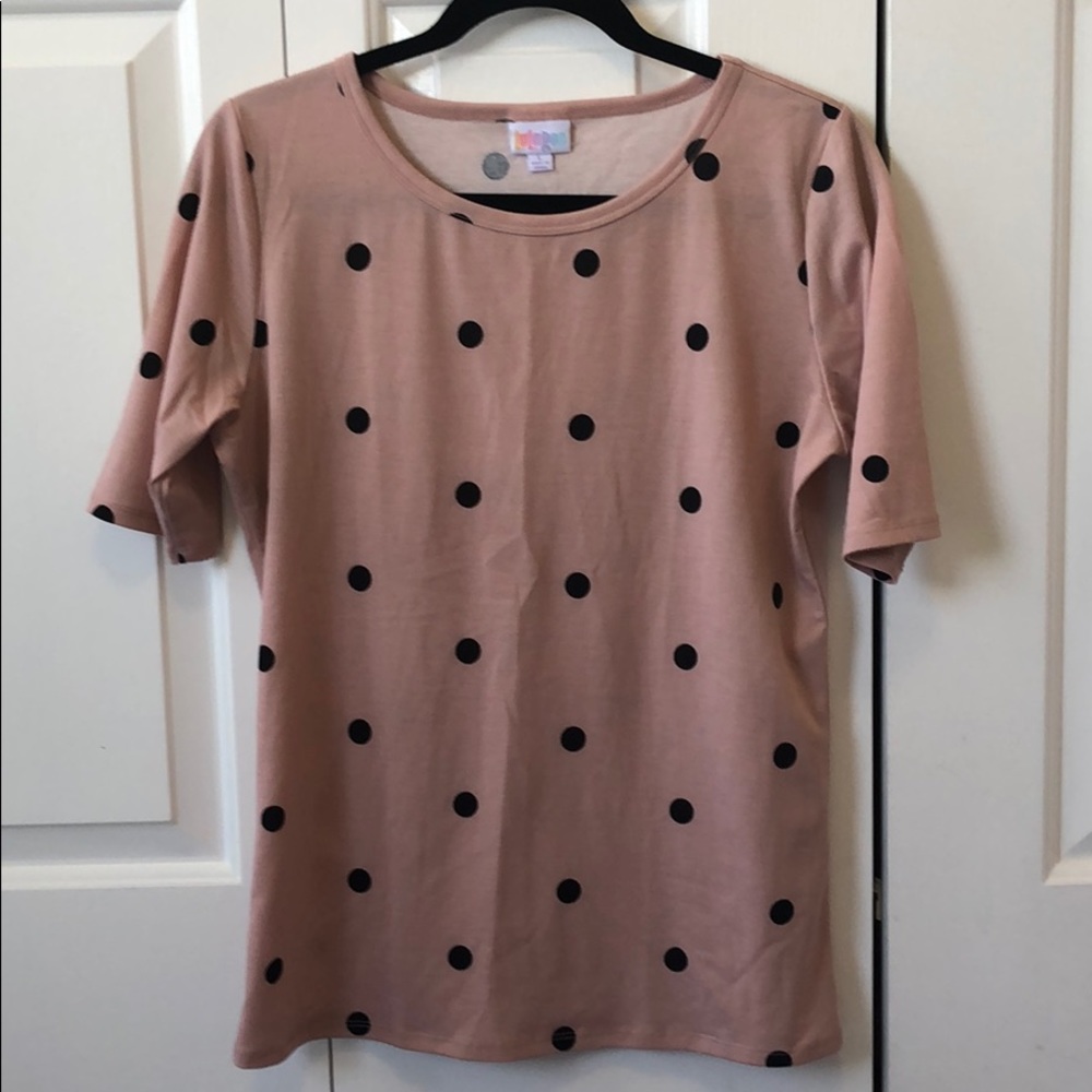 LuLaRoe Gigi, Dusty Pink w/Black Dots, Size Large